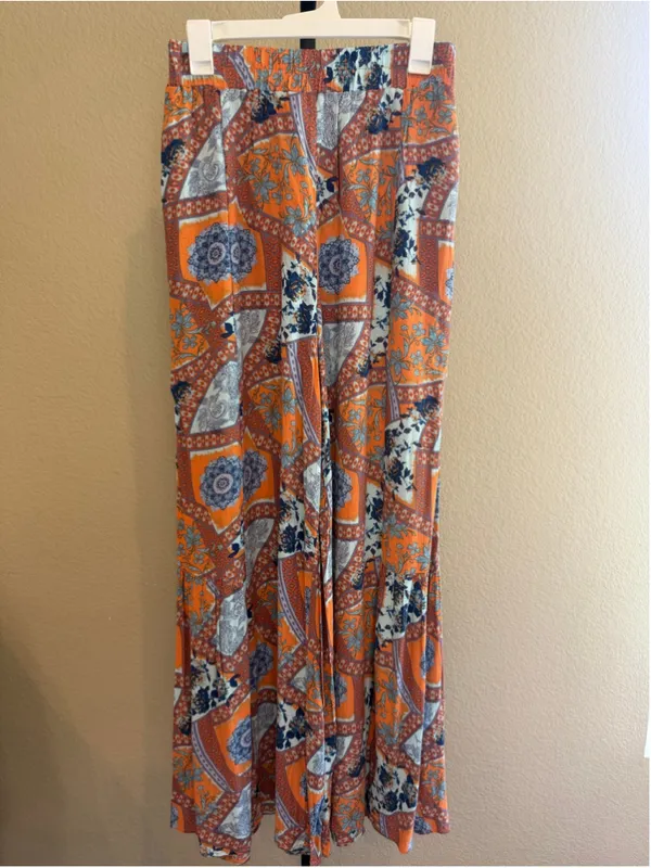 Easel Floral Print Wide Leg Palazzo Pants Size S - Image 2