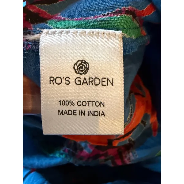 Ro's Garden Vera‎ Dress Women Medium Blue Barcelona Floral NWT Mini Ruffle Boho - Image 14