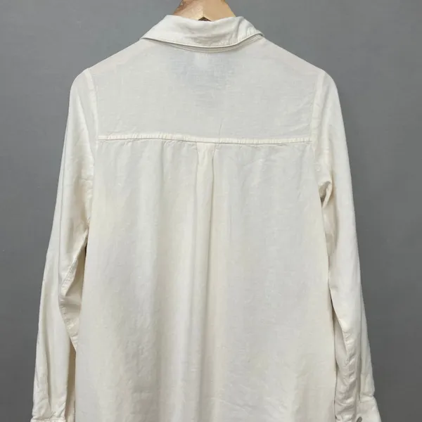 Old Navy Linen Blend Shirt Dress White Women Small Tall Long Sleeve Minimalist - Image 6