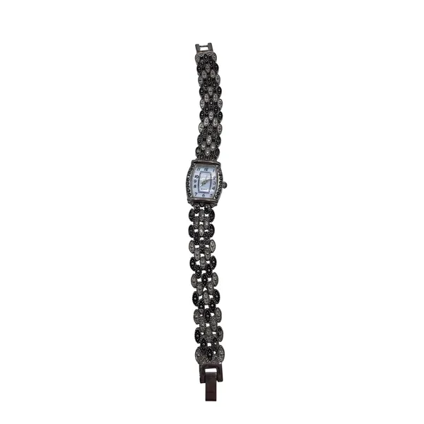 Miz Berger Women's Marcasite‎ Style Quartz Bracelet Watch Silver Tone - Image 4