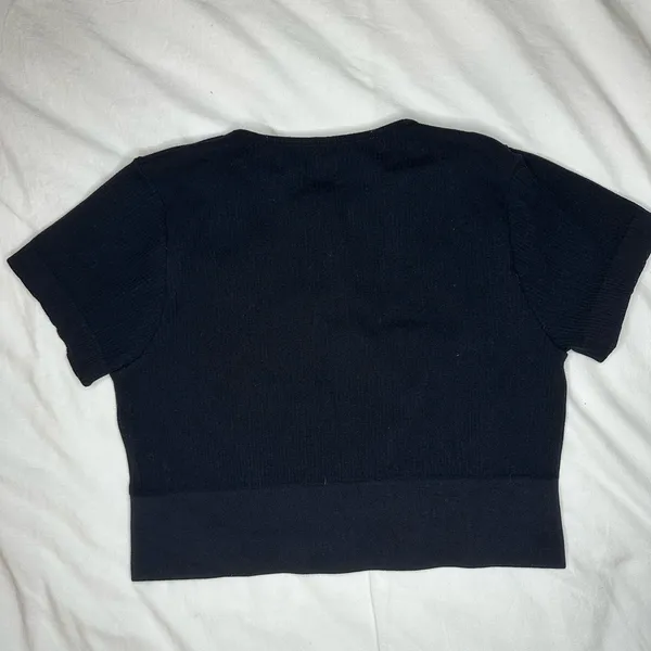 Garage black ribbed short-sleeve crop top - Image 5
