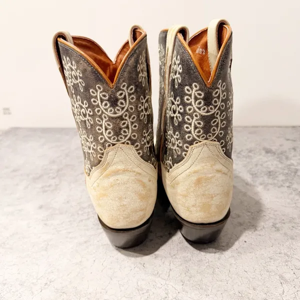 Dan Post Cowboy Boots Blue Leather Embroidered Size 6 * - Image 4