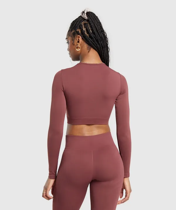 Gymshark everyday seamless long sleeve top burgundy small - Image 3