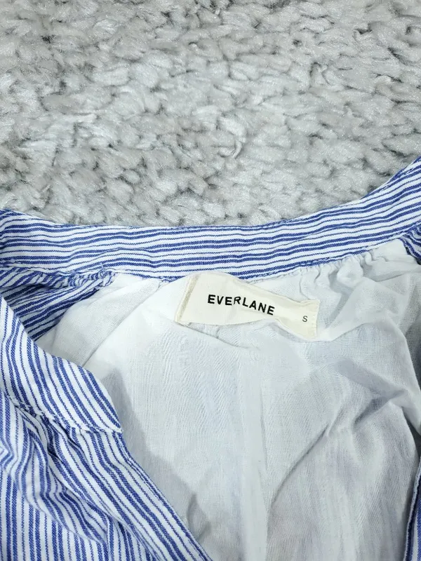 Everlane The Farmers Market Dress Blue White Stripe Size Small Organic Cotton - Image 4
