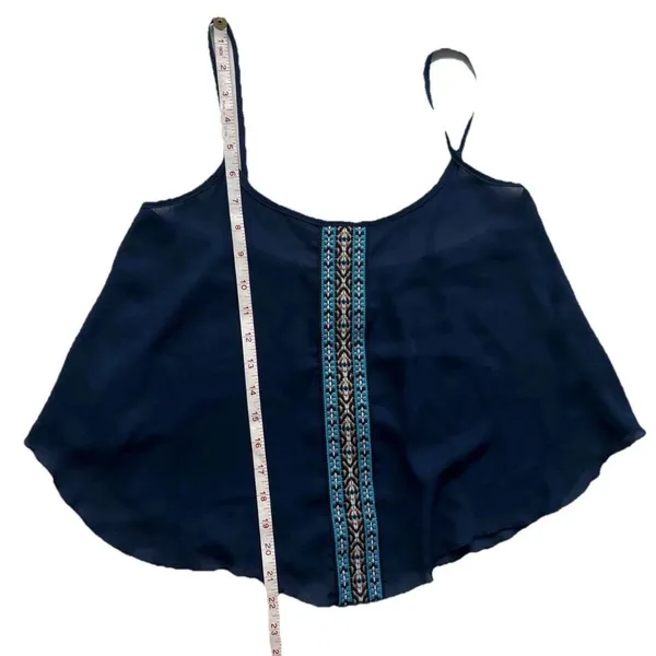 January 7 Sheer Women's Crop Top S Aztec Summer Festival Embroidered Blouse - Image 5
