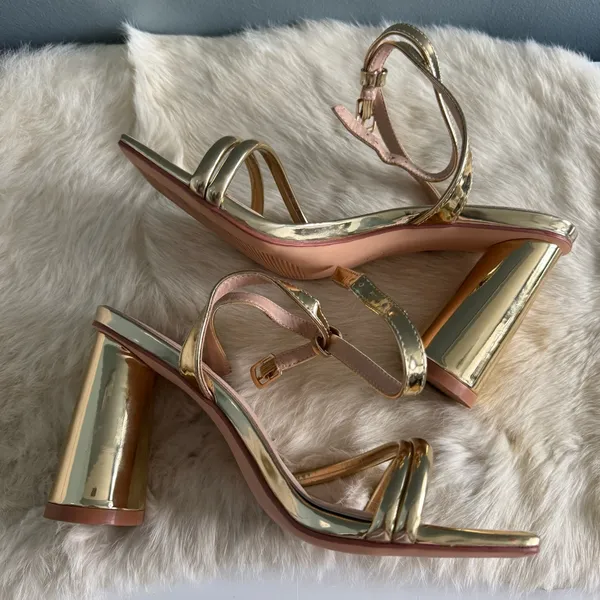 Ribongz Strappy Gold Formal Prom Wedding Shoes - Image 5