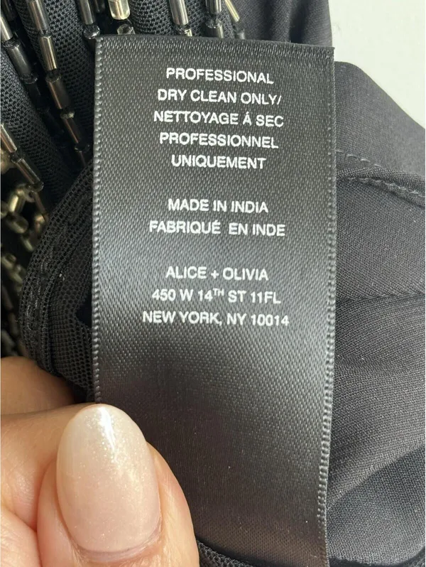 Alice + Olivia Black Beaded Mesh T-Back Tank Top Blouse Size Small - Image 5