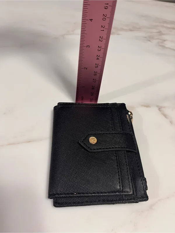 ANNE KLEIN Mini Wallet Card Id Holder Money Fold Black Leather EUC - Image 7