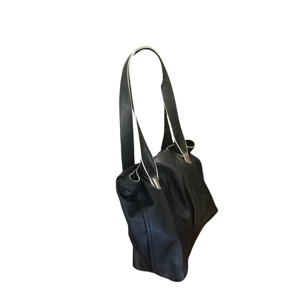 CROMIA Italian Leather Shoulder Bag Black Silver Hardare LUXURY Purse - Image 14