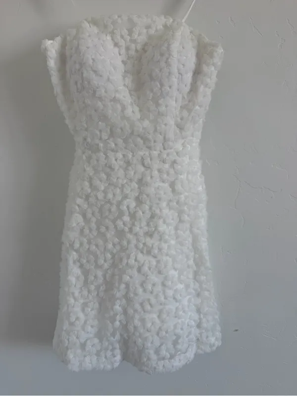 Hutch Patricia Textured Strapless Mini Dress White Bridal Size 0 NWOT - Image 2