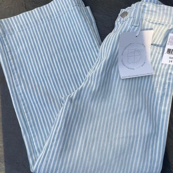 Free People DL1961 Lily Wide Leg striped trouser pants size 14 girls / women’s waist 24 in - Image 4