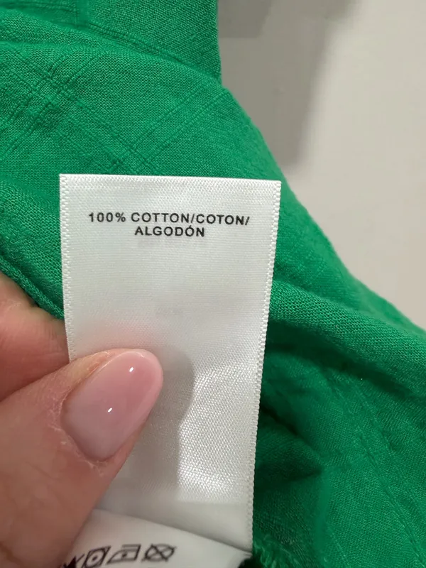 Lucky Brand Green Button Front Blouse Lightweight Textured cotton Top Size - Image 10