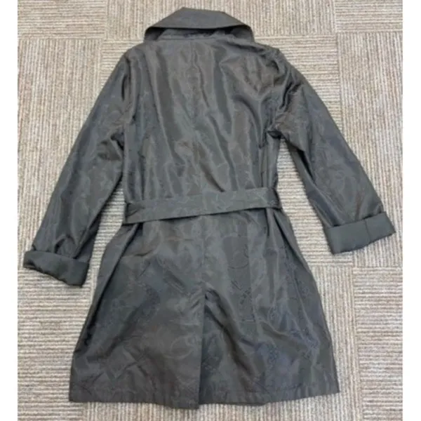 Lauren Ralph Lauren‎ Womens Black Monogram Double Breasted Belted Trench Coat - Image 2