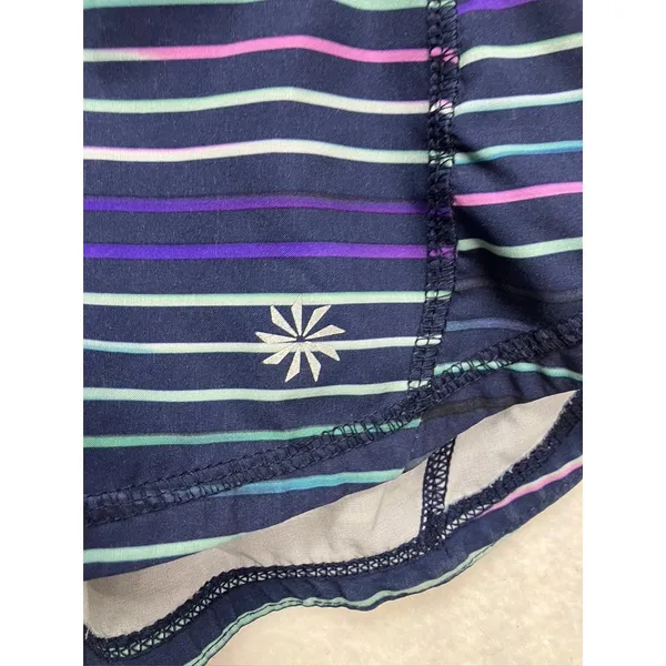 Athleta Women's Striped Running Shorts Size S‎ Navy Purple Teal Athletic - Image 2