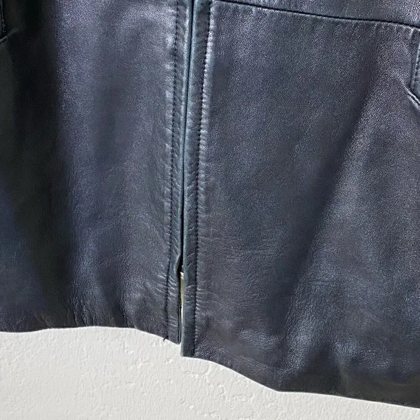 Vintage Golden Bear San Francisco Black Zip Up Leather Jacket Size L - Image 3