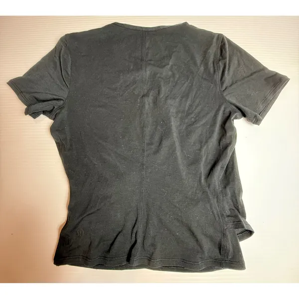 Lululemon Black Short Sleeve Wrap Yoga‎ Top Athletic Workout Shirt - Image 4