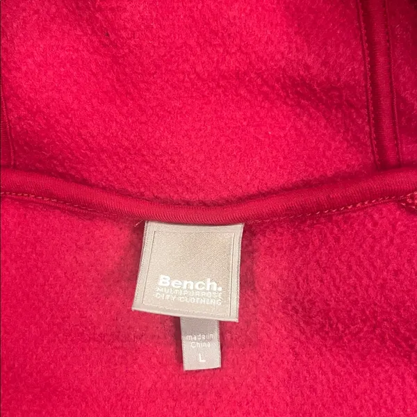 BENCH zip front textured fleece funnel neck hooded jacket L - Image 13