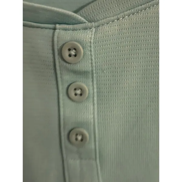 Columbia PFG Womens Turquoise Blue Henley Short Sleeve Mesh Active Top Medium - Image 3