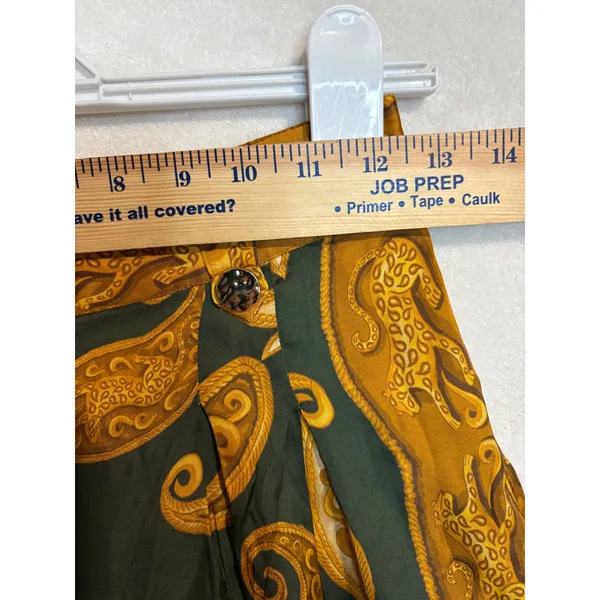 Farm Rio x‎ Anthropologie Printed Wide-Leg Pants Green Gold Paisley silky flowy - Image 6