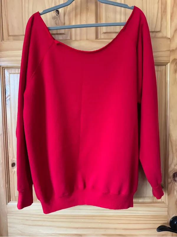 Ugly Christmas Holiday scene oversized off shoulder sweatshirt size XL - Image 5