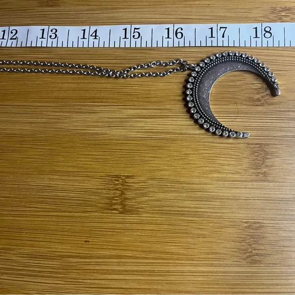 Silver Crescent Moon Pendant Necklace - Image 6
