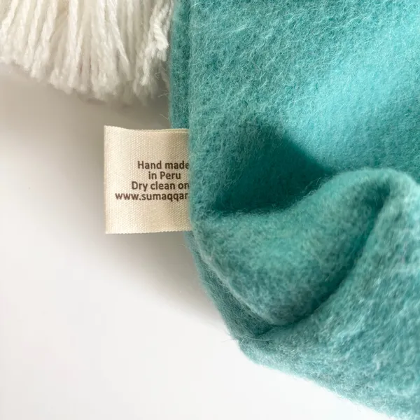 Wool Llama & Cactus Handmade in Peru Makeup Travel Cosmetics Bag Turquoise - Image 6
