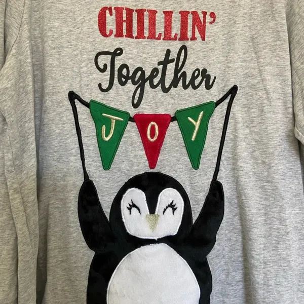 Women’s holiday themed penguin long‎ sleeve shirt — XL - Image 2