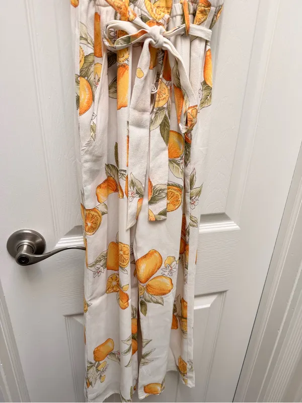 For‎ Love And Lemons Lemon Print Limonada Tie Waist Jumpsuit size Small - Image 6