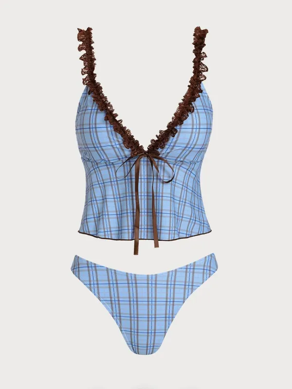 Samiol Blue Plaid Ruffle Trim Two - Image 4