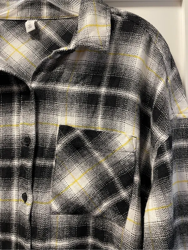BP Black, White & Yellow Plaid Shirt - Image 3
