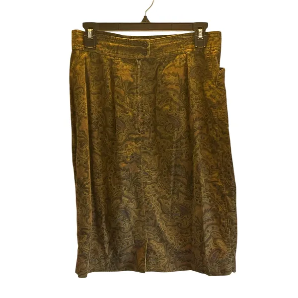 Myra Fashion brown paisley corduroy pencil skirt Medium - Image 3
