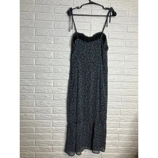 Lola Grace Floral Midi Dress Womens Medium‎ Black Blue NEW Tie Strap Sweetheart - Image 6