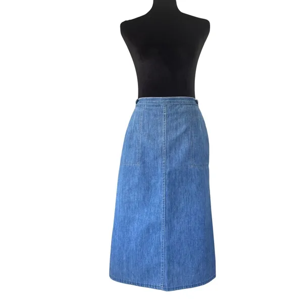 Vintage Levis Denim Wrap Skirt A-Line 70s 80s Cottagecore Coquette Romantic Boho - Image 2