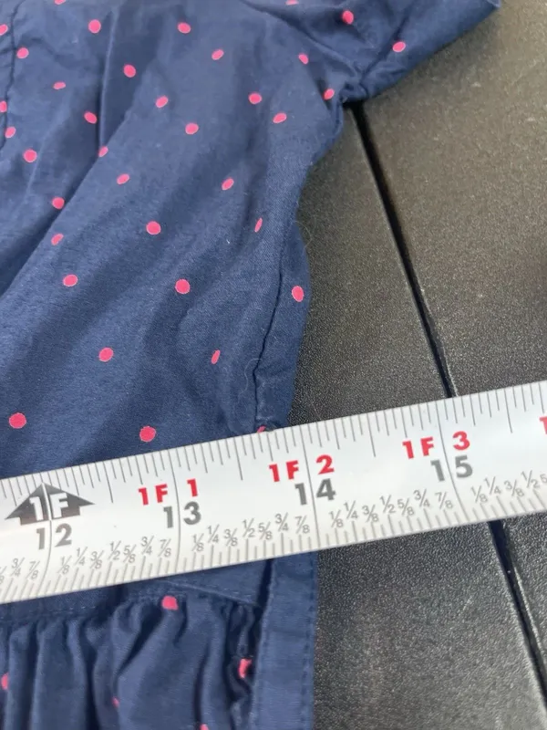 Vermont Country Store S Navy Pink Polka Dot Shirt Dress Cotton Tie Waist Cottage - Image 12