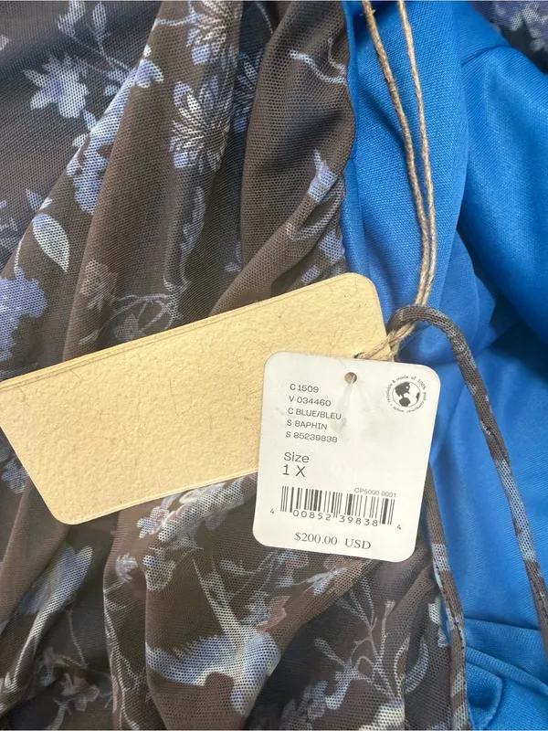 Anthropologie let me be‎ Asymmetrical Blue and Black Ruched Halter Sundress 1x - Image 6