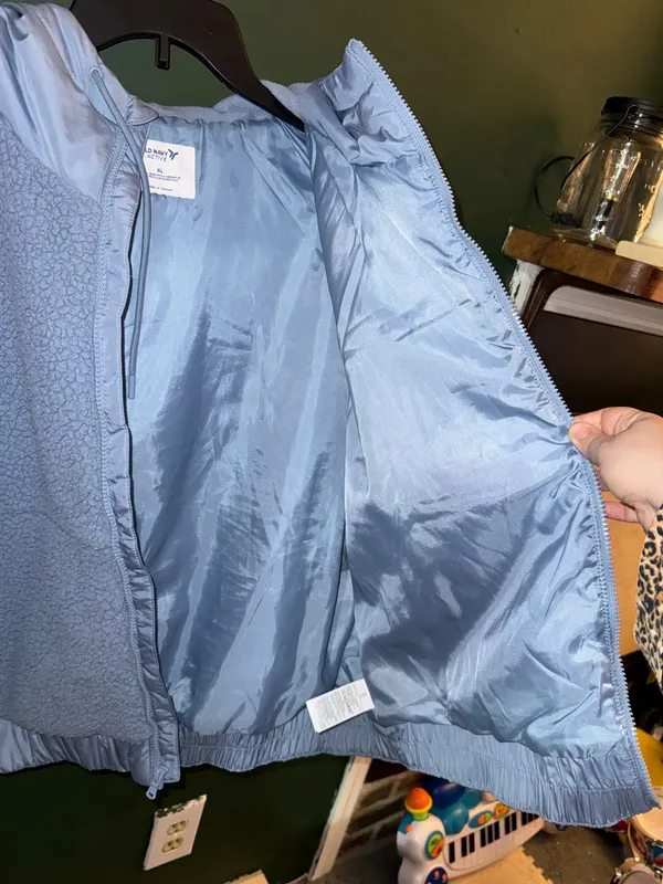 Old Navy Blue Crop Winter Jacket - Image 4