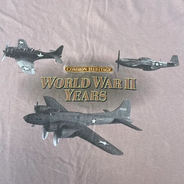 Hanes Vintage World War 2 Boeing Jets Military Aviation Graphic Tan T-shirt - Image 3