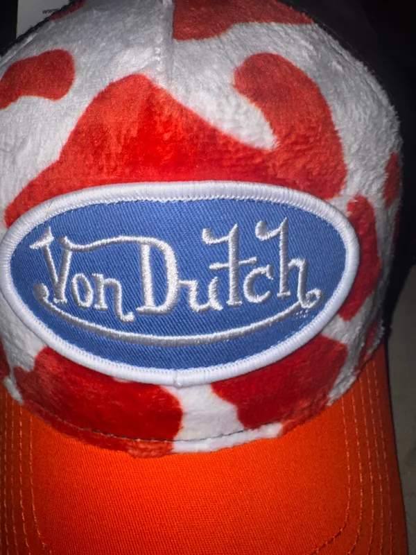 Von Dutch Orange Cow Print Mens Trucker Hat one size - Image 9