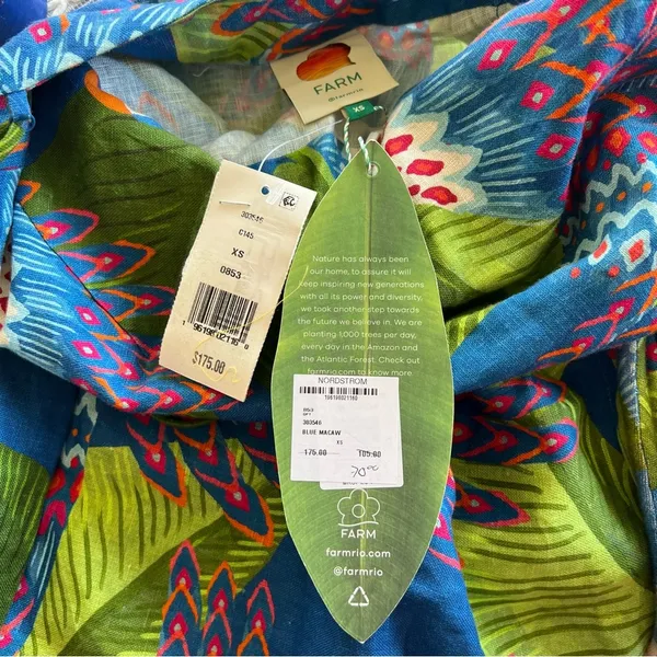 NWT Farm Rio Blue Macaw Mini Wrap Dress Size XS Short Vacation Tropical Cruise - Image 9