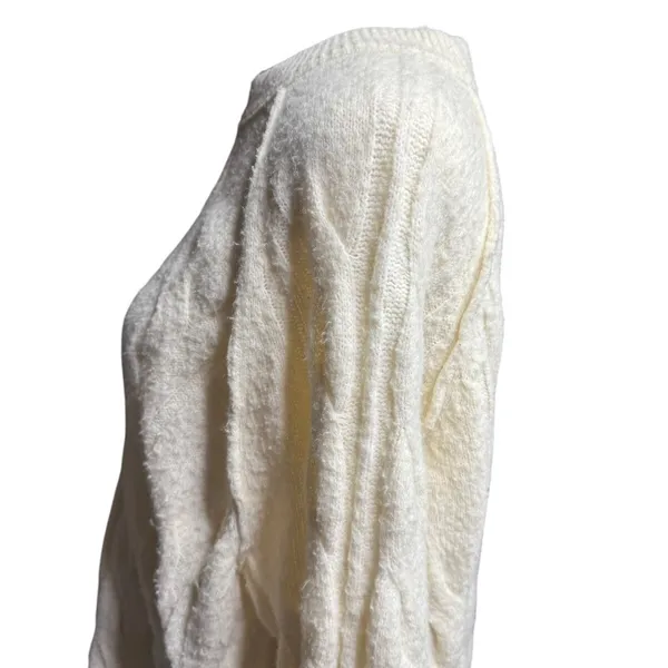 Aerie unREAL Cable Knit Sweater XS Oversized Cream Cozy - Image 5