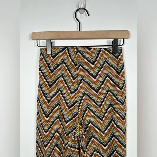 Urban Outfitters Chevron Knit Flare Pants Small Brown 70s Boho Y2K - Image 5