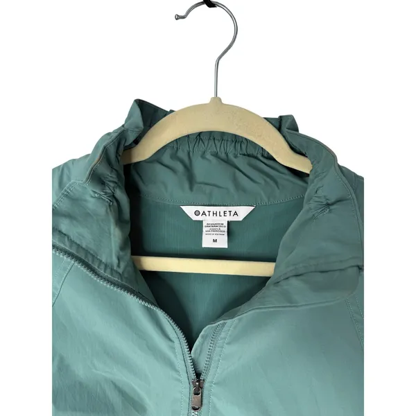 Athleta Advantage Poplin Top Women’s M Green Half-Zip Lightweight Tunic Jacket - Image 5