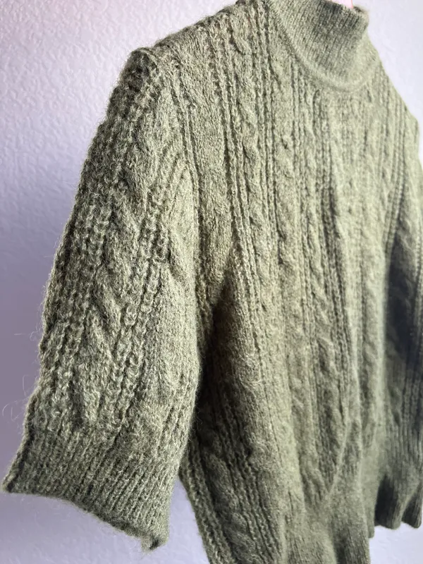 Cropped Cable Knit Sweater Vintage - Image 4