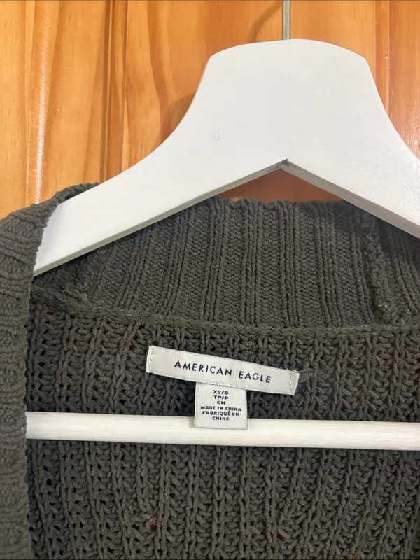 American Eagle XS/S Dark Grey Knitted Cardigan Sweater - Image 2