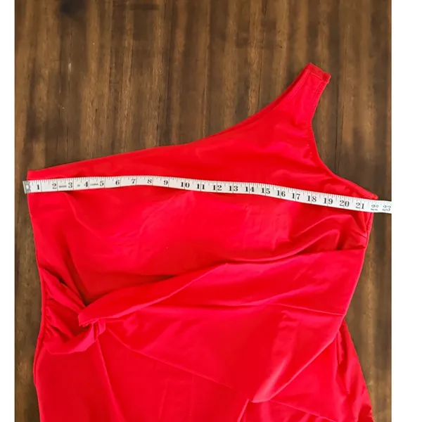 Coastal‎ Blue Womens 3X Red One Shoulder Side Tie Ruched One Piece Swimsuit - Image 8
