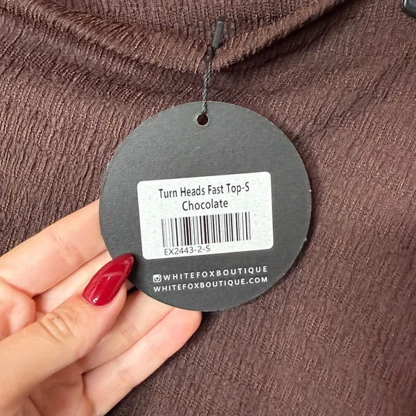 White Fox Boutique Chocolate Ruched Top - Image 3