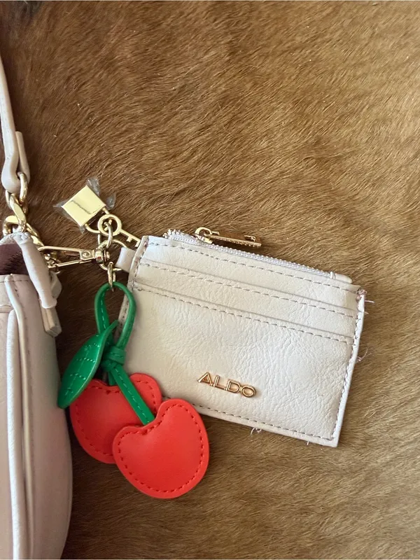 ALDO Blush Pink Convertible Shoulder Bag / Crossbody w Cherry Charm/Cardholder - Image 4