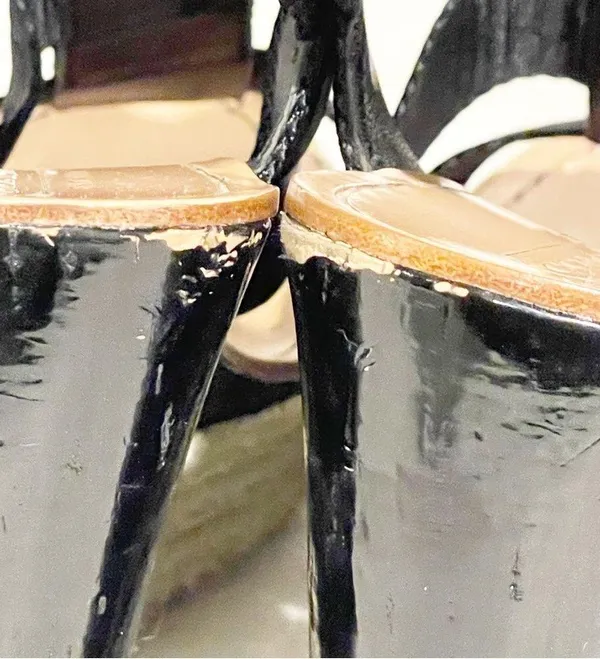 Coach Size 9.5 Black Maryanne Logo Platform Sandal Espadrille Cork Wedge Heels - Image 4