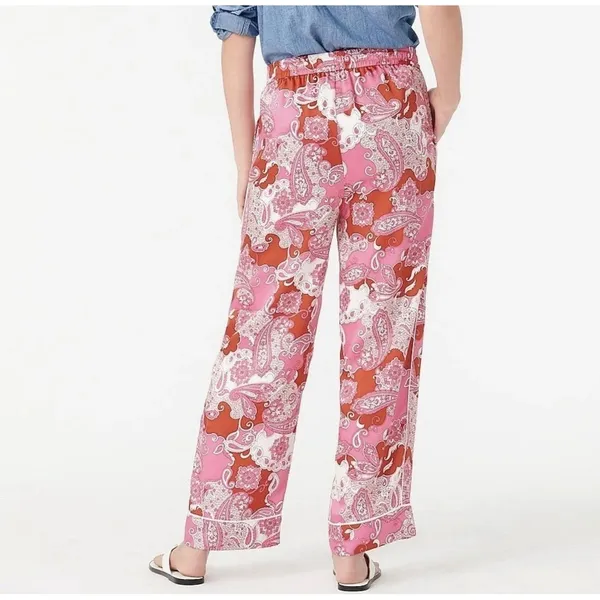 J. Crew Size‎ 6 Women's Pink Pants Relaxed Vintage Paisley Baez Casual Comfort - Image 2