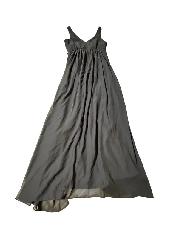 Birdy Grey Navy Blue Pleated V Neck Chiffon Maxi Dress Formal Wedding Guest M - Image 4